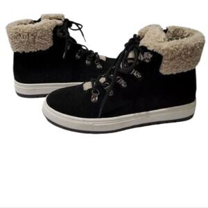BLONDO Shylo Waterproof Suede Black Ankle Boots Sneaker Sherpa Cuff Lining 8.5 M